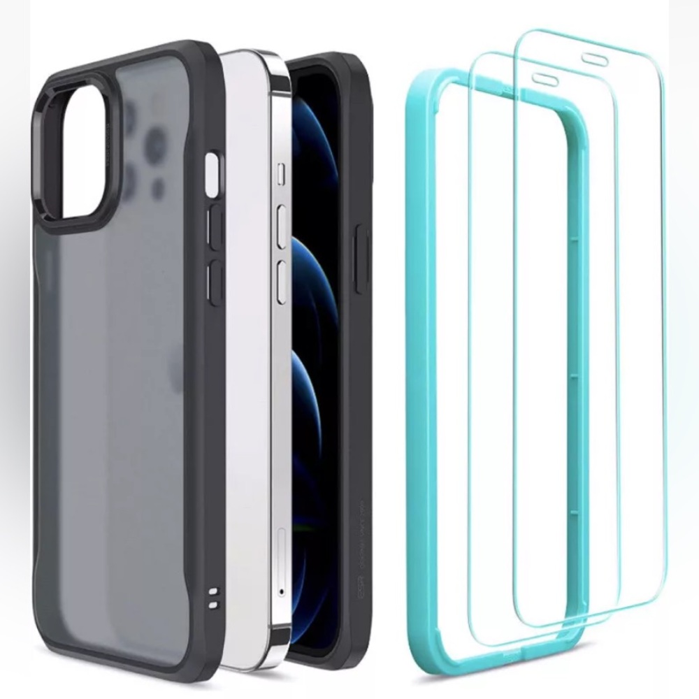 Case And Screen Protector Sidekick Series Set iPhone 12/12 Pro transparent Black
